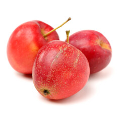 small red and yellow apples isolated on white background