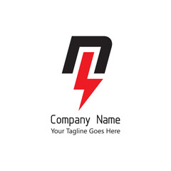 Typography for company symbol logo of letter N combine with electric power sign.