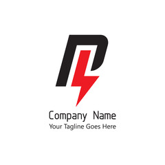 Letter P combine with electric power sign for logo.