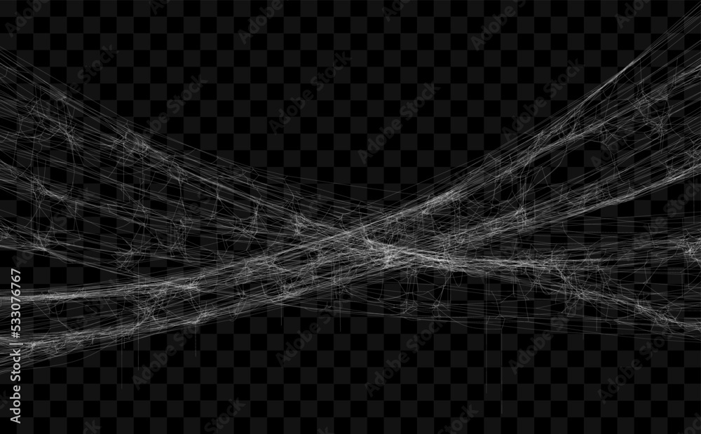 Wall mural realistic spider web. hanging cobweb for halloween design. vector illustration.
