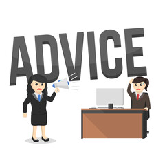 business woman advice design character people on white background