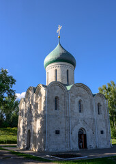 Transfiguration (Spaso-Probrazhensky) Cathedral built in 1157 (as written on the plaque) in the city of Pereslavl-Zalessky, Russia
