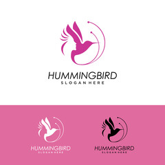 hummingbird with flowers symbol logo design © vindez