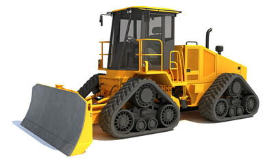 Heavy construction Dozer 3D rendering on white background