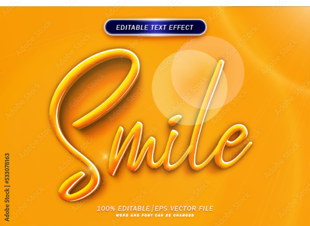 Fototapete smile day 3d text style effect. editable font effect