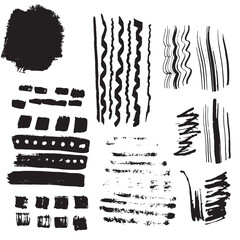 Vector abstract hand drawn  black and white inkmarks 