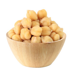 Boiled Chickpeas In a tin bowl. Isolated transparent background