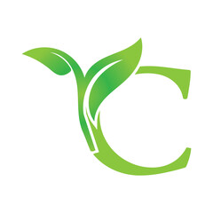 Letter C eco leaves logo icon design