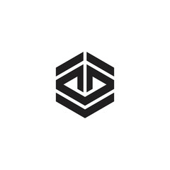 stripes hexagonal geometric logo design vector