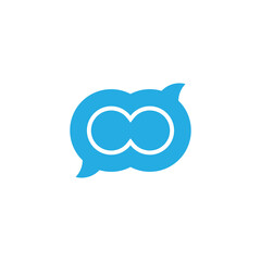 linked blue geometric bubble talk symbol logo vector