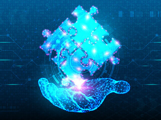 2d illustration Abstract futuristic electronic circuit technology background