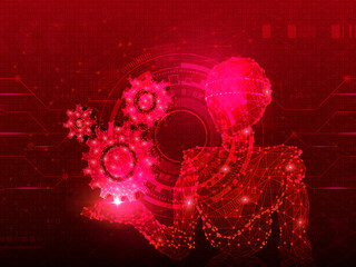 2d illustration Abstract futuristic electronic circuit technology background