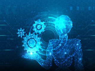 2d illustration Abstract futuristic electronic circuit technology background