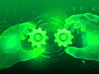 2d illustration Abstract futuristic electronic circuit technology background