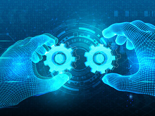 2d illustration Abstract futuristic electronic circuit technology background