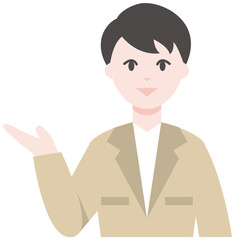 案内をする人物のビジネスイラスト
