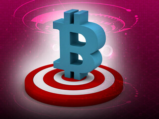 3d rendering bitcoin sign with target