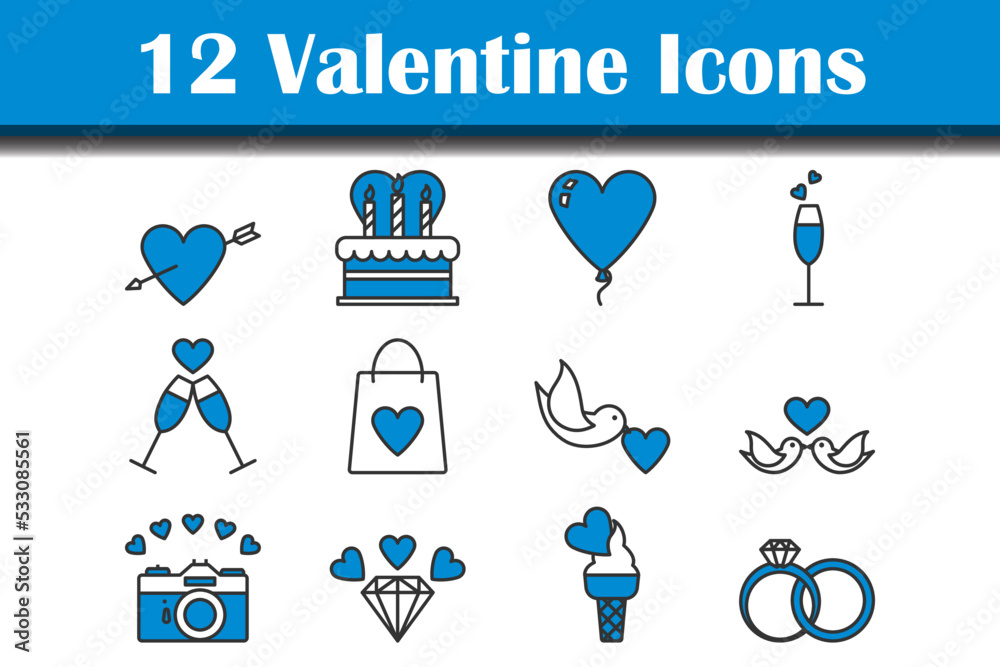 Wall mural valentine icon set