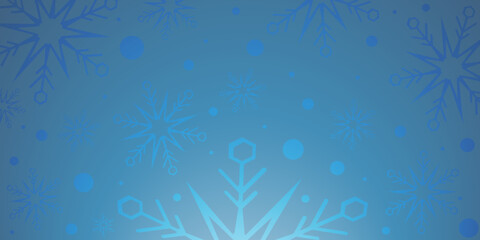 Fototapeta na wymiar Christmas blue background with cute winter snowflakes and ellipses