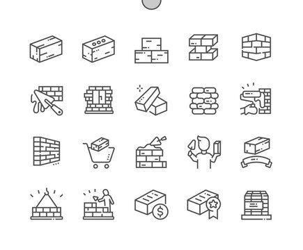 Brick. Building construction. Brick wall. Construction. Buy, price and reviews. Pixel Perfect Vector Thin Line Icons. Simple Minimal Pictogram