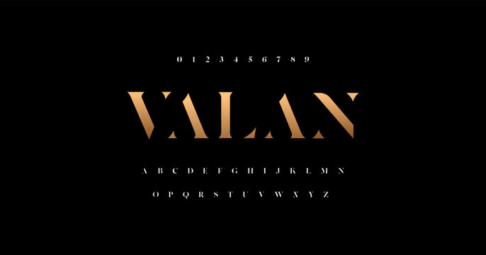 Valan Elegant alphabet letters font and number. Typography luxury classic lettering serif fonts decorative for logo wedding vintage retro concept. vector illustration