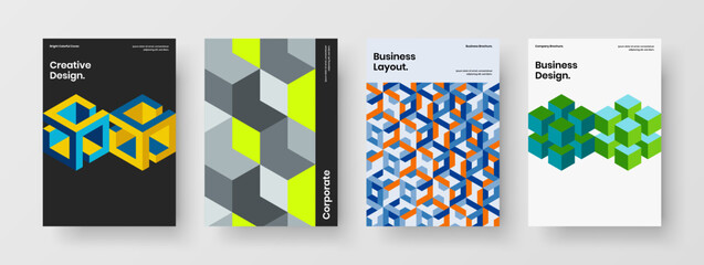 Obraz premium Original corporate identity design vector template collection. Modern geometric tiles postcard concept composition.