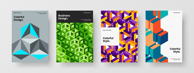 Obraz premium Minimalistic poster A4 vector design layout set. Isolated mosaic tiles book cover template composition.