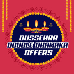 Dussehra festival sale up to 50 off. Happy Dussehra Navratri Festival social media banner post design.