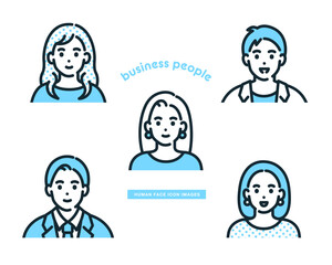 働く若い男性と女性。男女のビジネスパーソン。上半身のベクターイラスト素材。