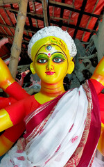 Making of Goddess Durga Idol. Durga pratima in Kolkata India. Kolkata Durga Puja. Durga devi.