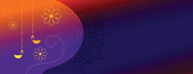 Fototapeta na wymiar Decorative diwali festival banner with text space