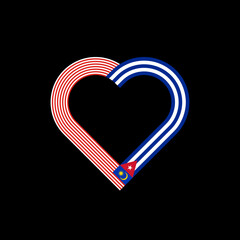 friendship concept. heart ribbon icon of malaysia and cuba flags. vector illustration isolated on black background
