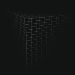 3d geometric cubic grid in technology style vector design