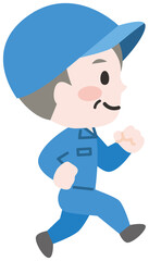 歩く作業員のイラスト