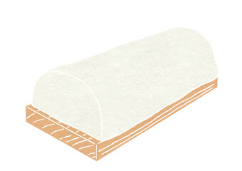 白かまぼこのイラスト（版画風）