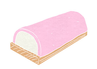 紅かまぼこのイラスト（版画風）