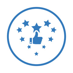 Feedback, star, approve, rank, ranking icon. Blue vector graphics.
