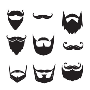 hand drawn doodle mustache beard illustration vector collection