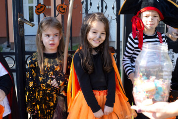 Today's day is full of fun. Happy group of kids on Halloween  