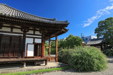 Fototapeta na wymiar 奈良　元興寺　極楽堂の萩　斜め後方アングル