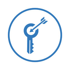 Key wording, target, key, keys, keyword icon. Blue vector graphics.