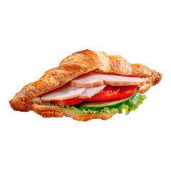 png ham croissant sandwich with tomato and cucumber