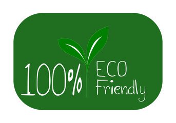 Eco friendly stamp icons Vector illustration with Green organic plant leaf. Eco friendly green leaf label sticker. 2d vector illustration.