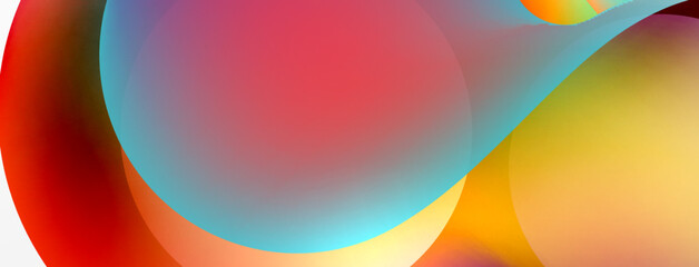 Fluid abstract background. Liquid color gradients composition. Round shapes and circle flowing design for wallpaper, banner, background or landing