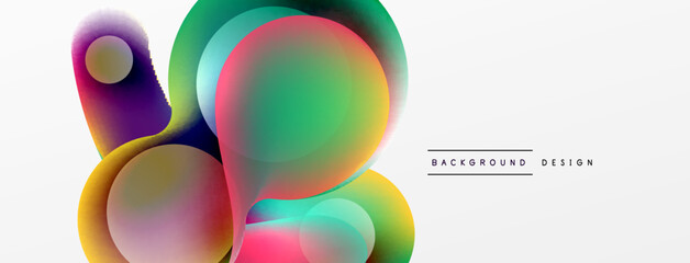 Fluid abstract background. Liquid color gradients composition. Round shapes and circle flowing design for wallpaper, banner, background or landing