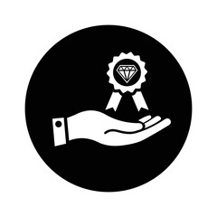 Premium, quality, badge, diamond icon. Black vector sketch.