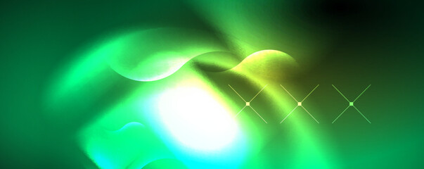 Neon glowing waves, magic energy space light concept, abstract background wallpaper design