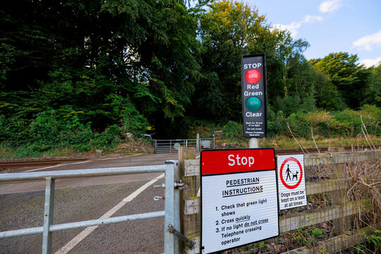 Blaydon England: 17th Sept 2022: Rail corssing lights Stop for train red light
