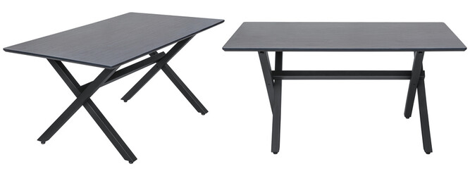Modern designer table with metal legs. Isolated on a white background. Interior element