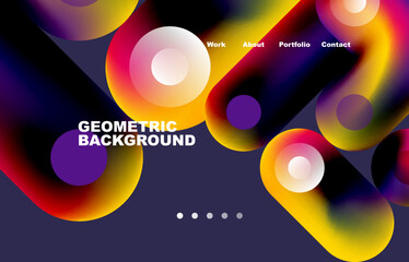 Website landing page abstract geometric background. Circles and round shapes. Web page for website or mobile app wallpaper